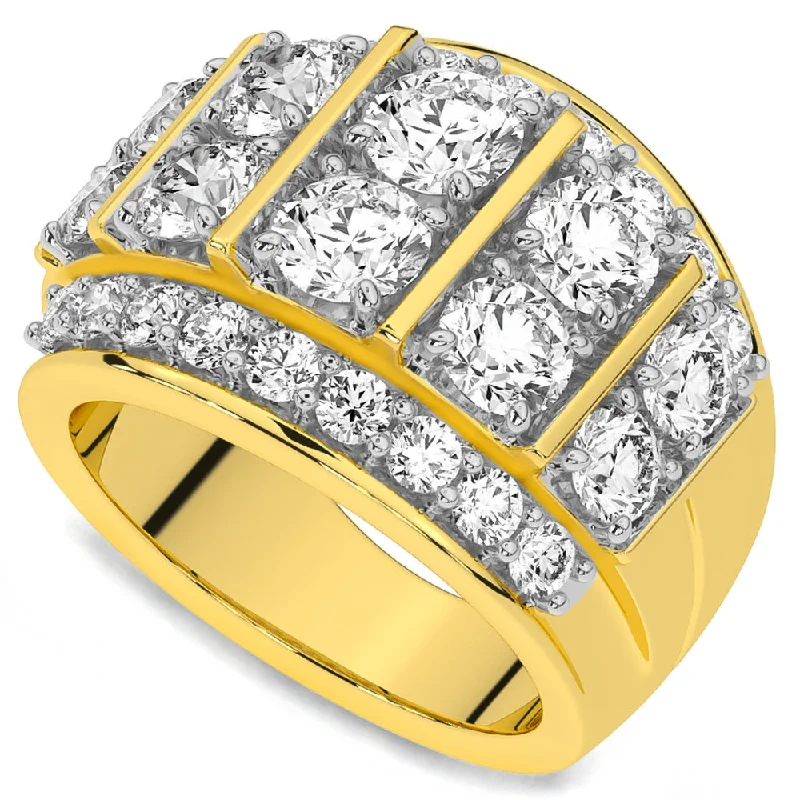 Scalloped edge ring-7Ct Diamond Mens Anniversary Ring in 10k Yellow Gold