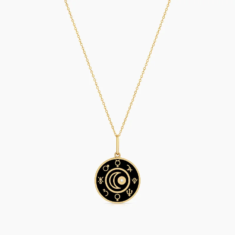 Zigzag pattern necklace-Alchemy Black Enamel Necklace