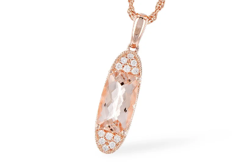 Polished rose necklace-Allison Kaufman Rose Morganite and Diamond Pendant Necklace