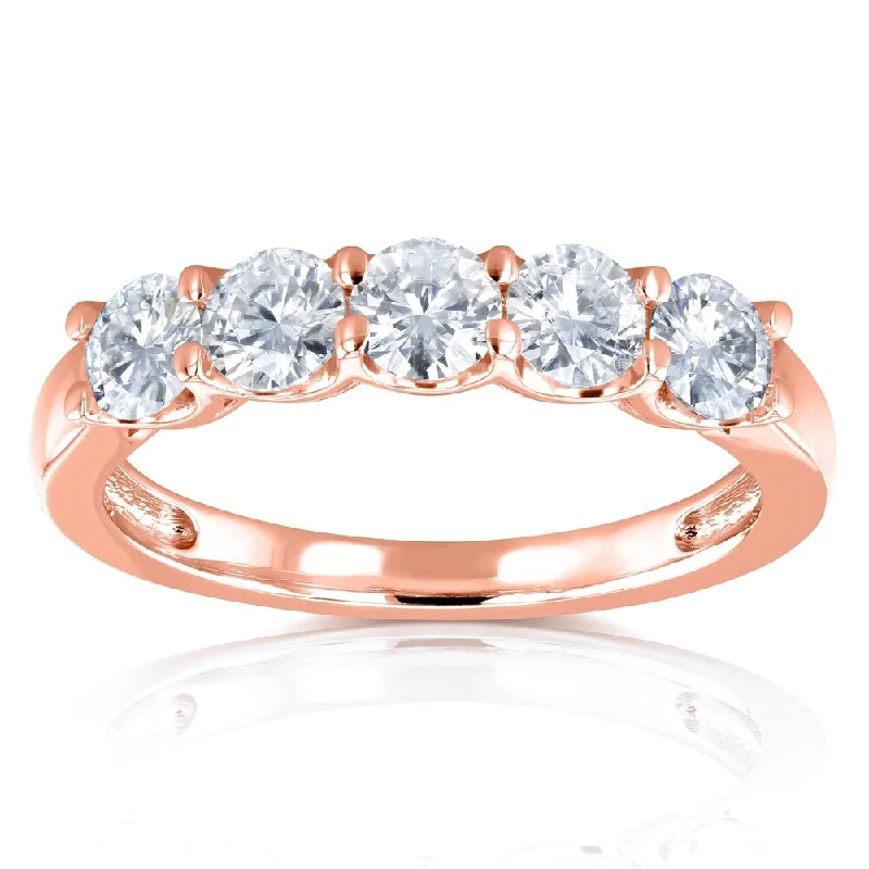 Glittering diamond ring-Annello by Kobelli 14k Rose Gold 4/5ct TGW Round Moissanite Wedding Band (DEF/VS)