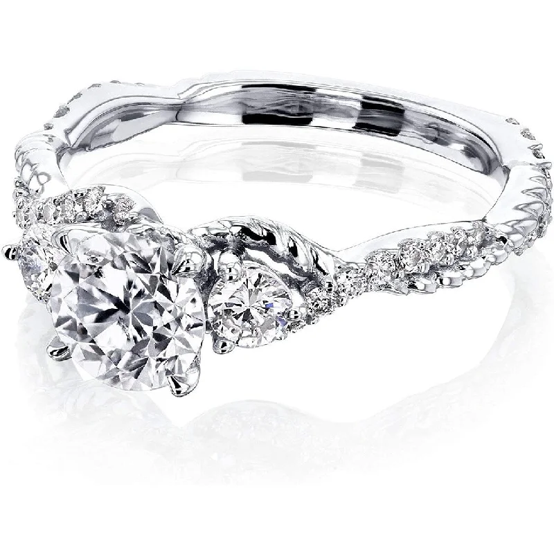 Interlocked ring-Annello by Kobelli Cobra 14k White Gold 3 Stone Diamond Engagement Ring (HI/I, GH/I)