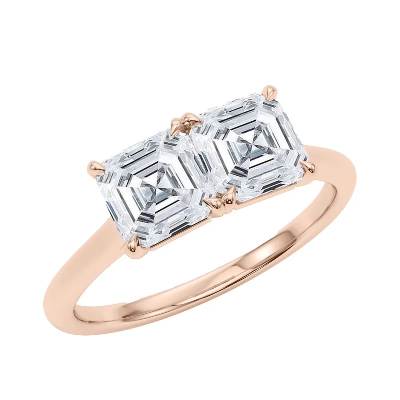 Split-band ring-Asscher Twin Diamond Ring