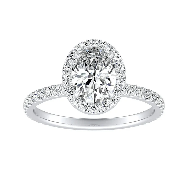 Tapered gem ring-Auriya 14k Gold 1 1/3ctw Oval-cut Halo Diamond Engagement Ring (I-J, I1-I2)