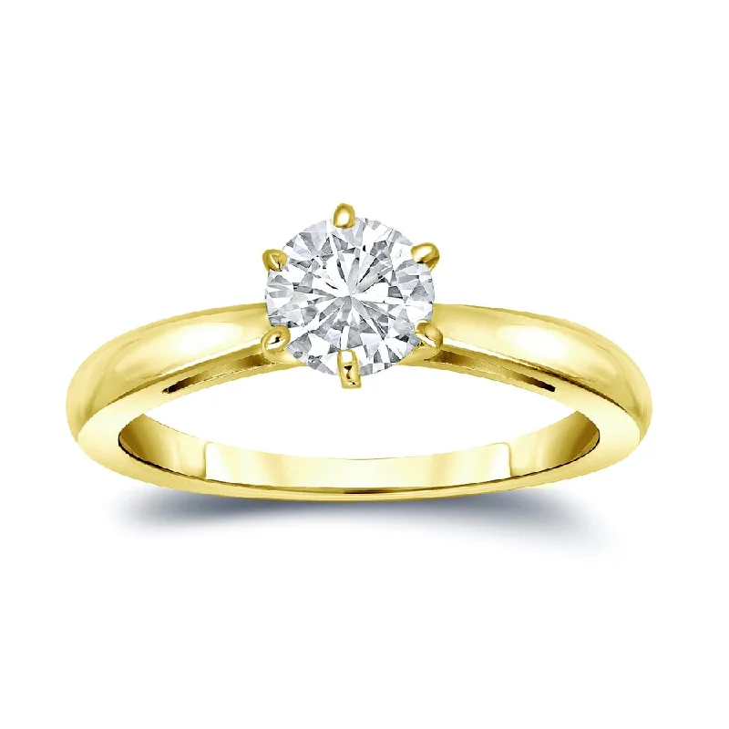 Hand-carved ring-Auriya 14k Gold 1/2 carat TW 6-Prong Round Solitaire Diamond Engagement Ring