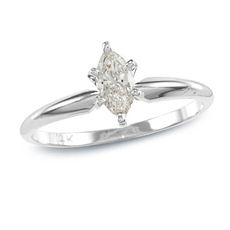 Asscher cut ring-Auriya 14k Gold 2/5ctw Marquise-cut Solitaire Diamond Engagement Ring (I-J, I1-I2)