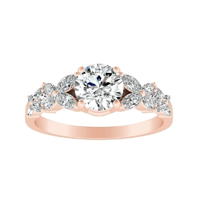 Crisscross ring-Auriya 14k Gold 3/4 carat TW Vintage Floral Diamond Engagement Ring