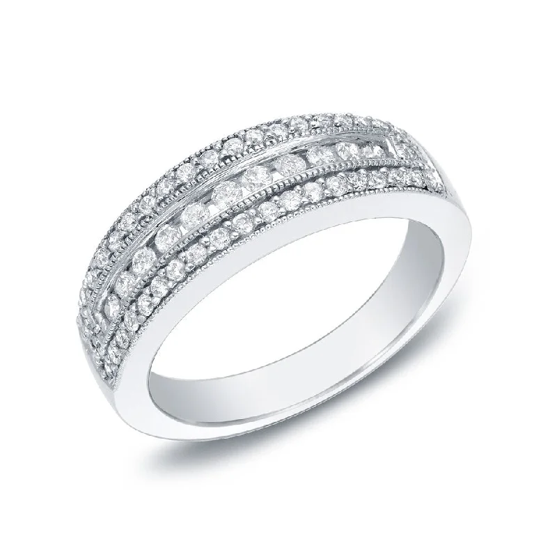 Wide-set ring-Auriya 14k White Gold 1/2ct TDW Vintage-Inspired Milgrain Diamond Wedding Ring Band