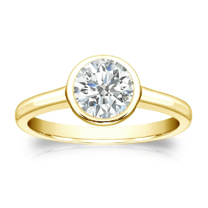 Lightweight silver ring-Auriya 18k Gold 3/4 carat TW Bezel-set Solitaire Diamond Engagement Ring (I-J, SI1-SI2)