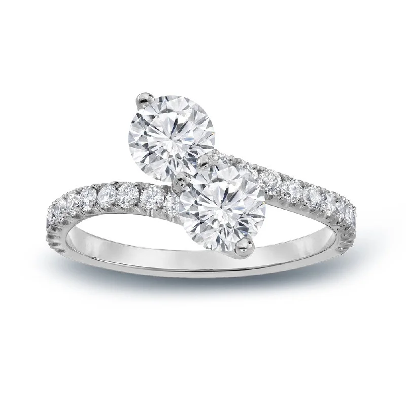 Wing-shaped ring-Auriya 2ct TDW Round Two Stone Diamond Engagement Ring 14k Gold (H-I, SI1-SI2)