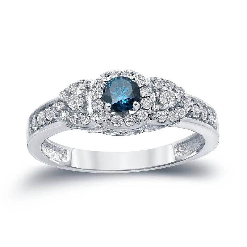 Multi-stone ring-Auriya 3-Stone 1/2ctw Blue Diamond Engagement Ring 14k Gold (H-I, I1-I2)