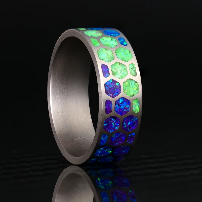 Sparkling crystal ring-Aurora Hexagon Glowstone Ring