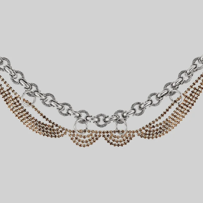 Glossy black necklace-AWE. Chunky Dazzle Chain Collar - Silver