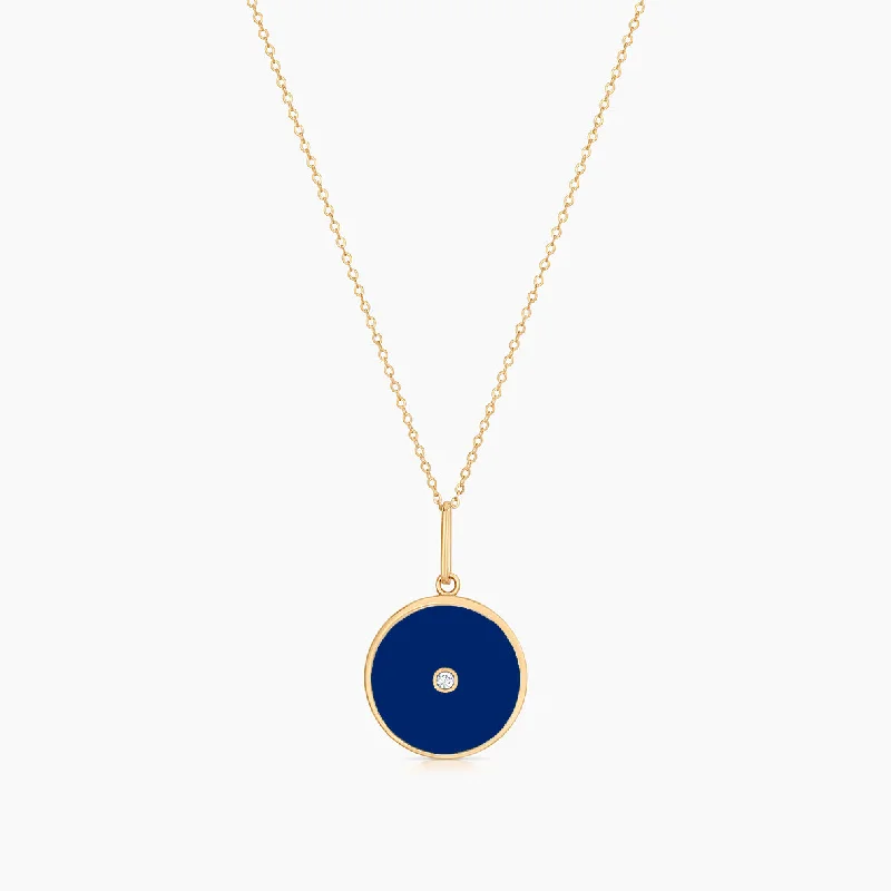 Heavy gold necklace-Balia Blue Enamel Necklace