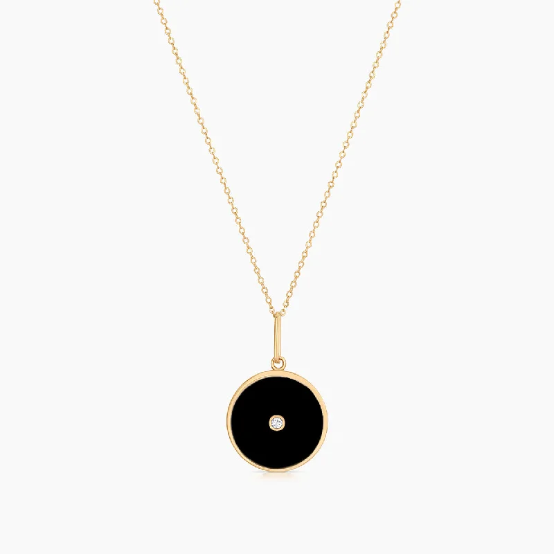 Split-chain necklace-Balia Black Enamel Necklace