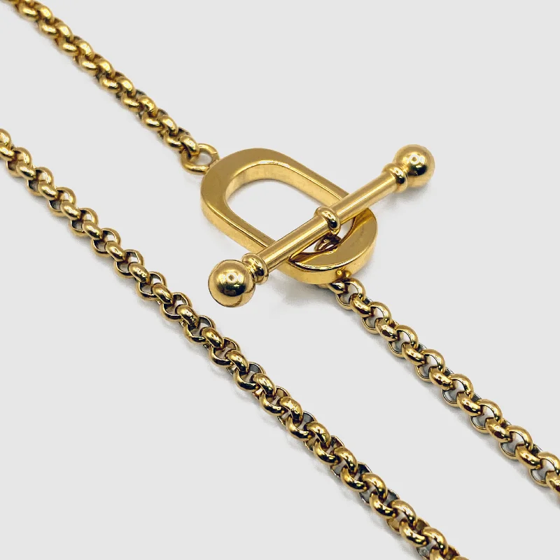 Interlocked necklace-Belcher Toggle Chain (Gold)