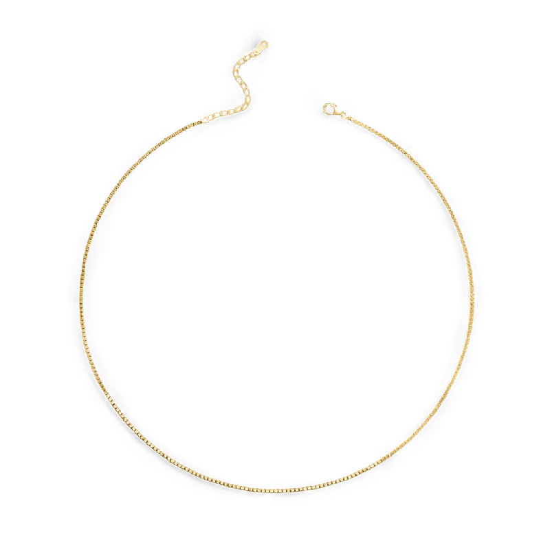 Brushed gold necklace-Box Chain Necklace