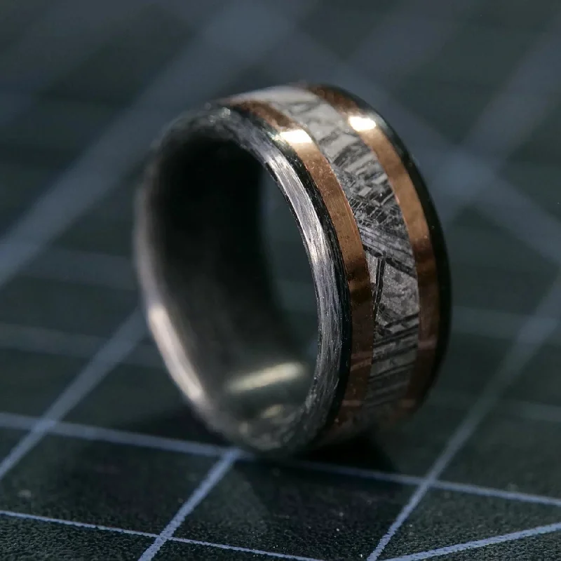 Wire-twist ring-Carbon Fiber, Gold, and Meteorite Ring