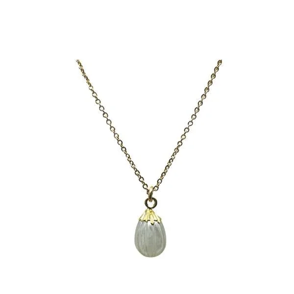 Etched design necklace-Carved Electroplated 'Onion' Necklace: Moonstone (NGCP7084MN)