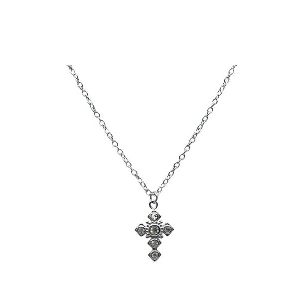 Braided chain necklace-Charm: Small Sterling Cross with CZ : (NCH45CRS)