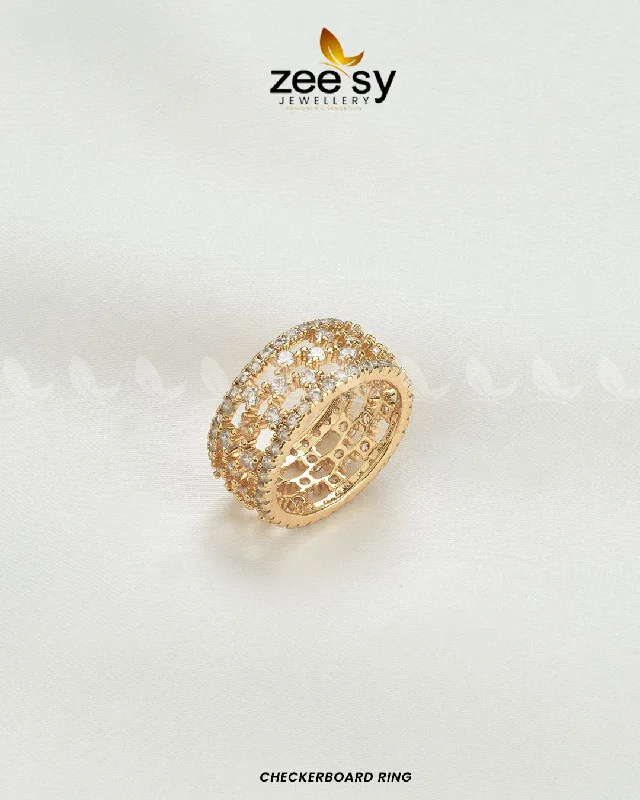 Tapered gem ring-Checkerboard Ring