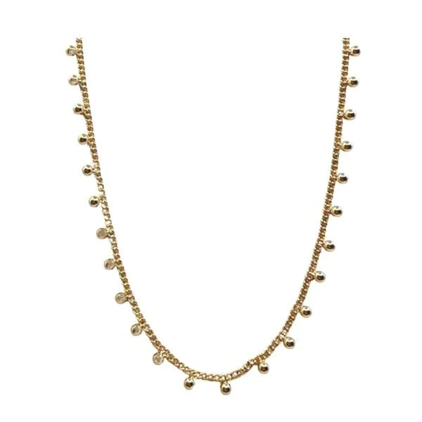 Hammered finish necklace-Choker: Gold Vermeil With Drops (NCG4644)