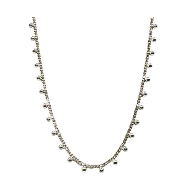 Simple aquamarine necklace-Choker: Sterling With Drops (NCS4644)