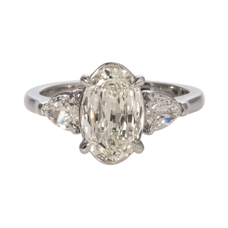 Lightweight silver ring-1.90ct L’Amour Crisscut Oval & .41ct Pear Diamond Engagement Ring