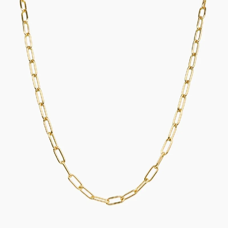 Engraved initial necklace-Chunky Paperclip Necklace (Gold)