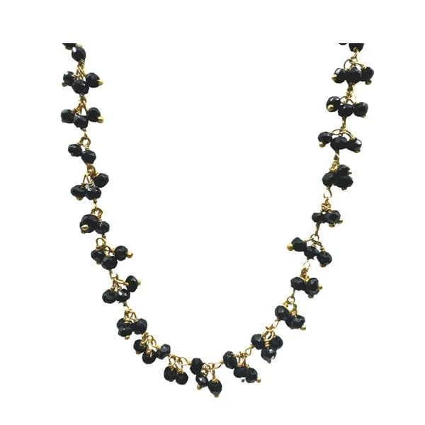 Glossy black necklace-Cluster Vermeil Necklace: Black Spinel (NGCL77X)