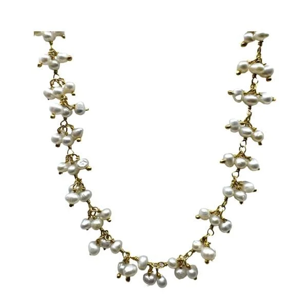 Retro emerald necklace-Cluster Vermeil Necklace: Pearl (NGCL330)