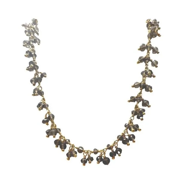 Simple aquamarine necklace-Cluster Vermeil Necklace: Smokey Quartz (NGCL77E)