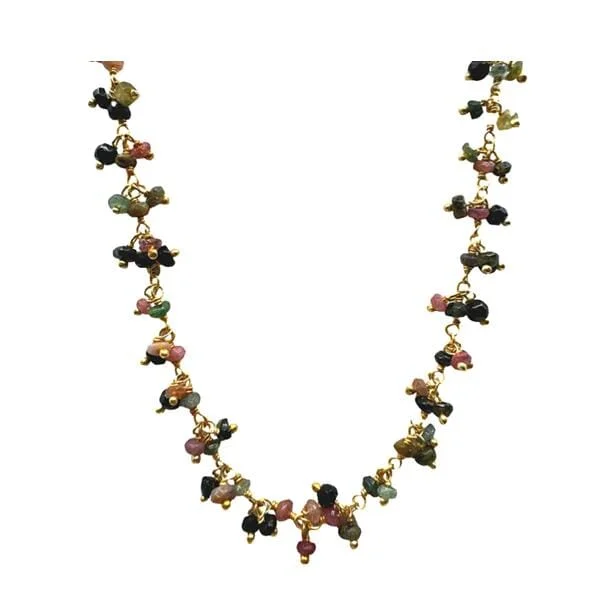 Etched design necklace-Cluster Vermeil Necklace: Tourmaline (NGCL77TM)