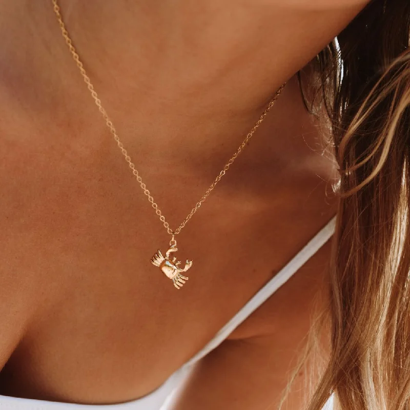 Platinum pendant necklace-Crab Necklace