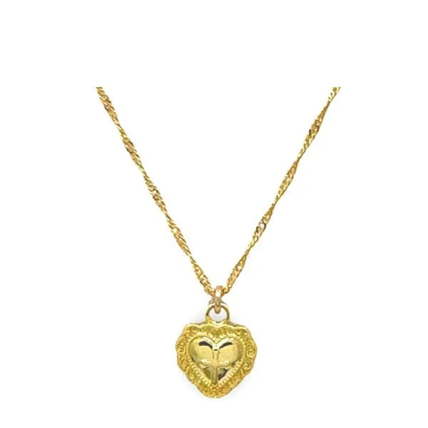 Oval gem necklace-Cross in Heart Charm Necklace (NGCH64CRS)