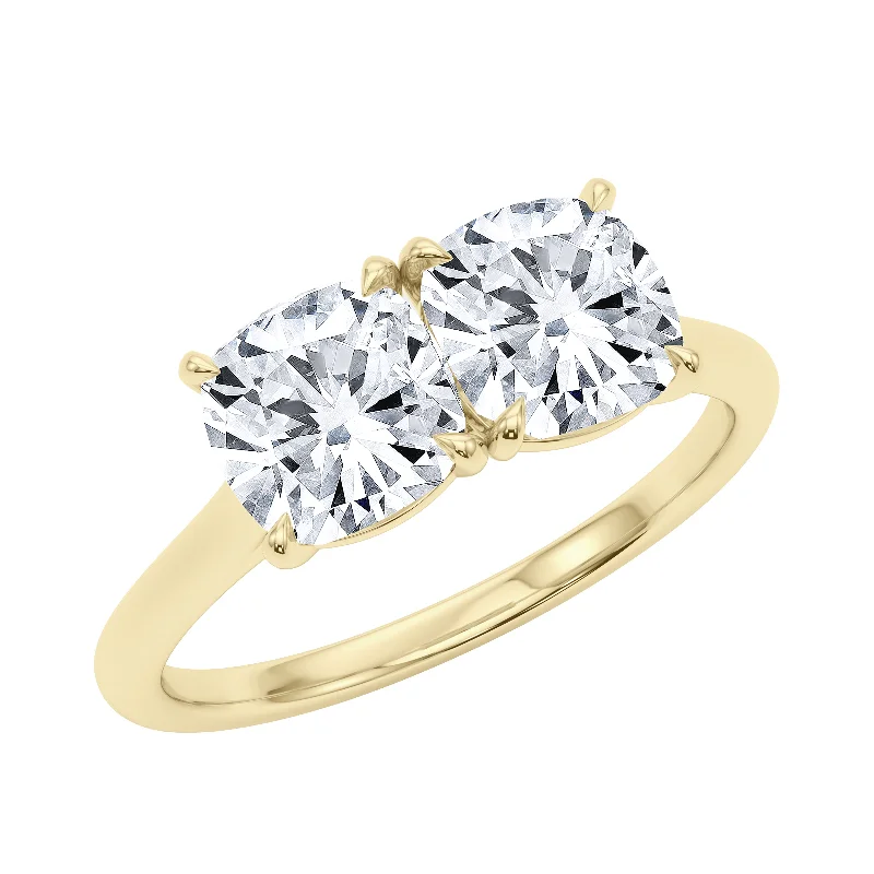 Glittering diamond ring-Cushion Twin Diamond Ring