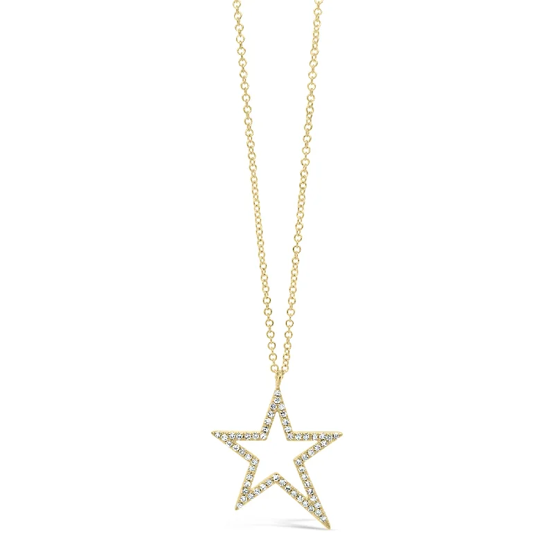 Floating gem necklace-Diamond Asymmetrical Star Pendant Necklace