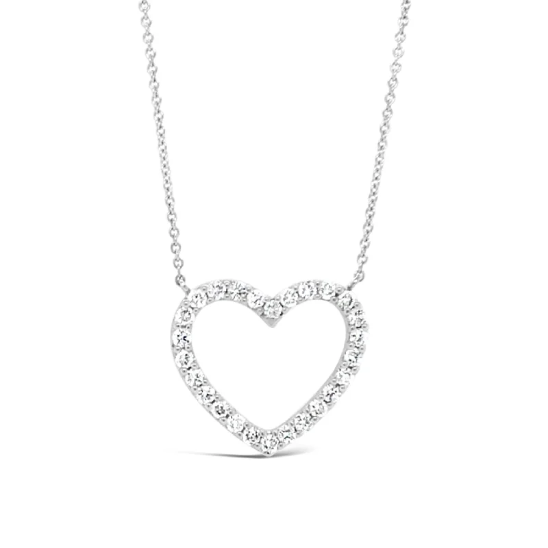 Lightweight silver necklace-Diamond Heart Outline Pendant Necklace