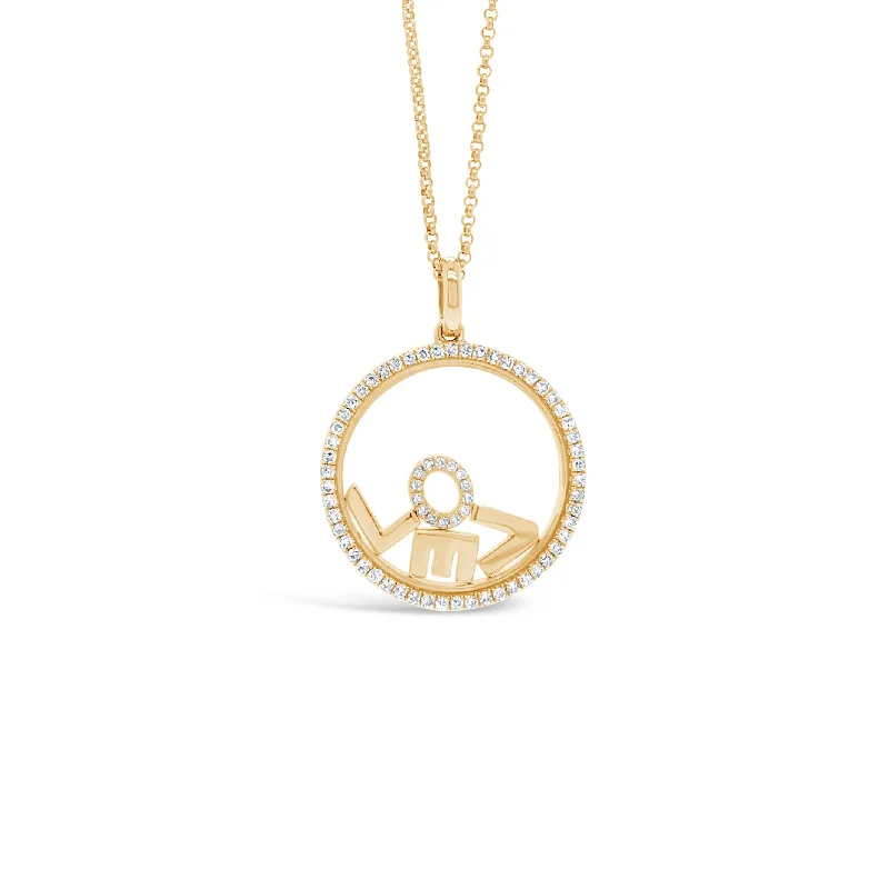 Wraparound necklace-Diamond "Love" Pendant Necklace