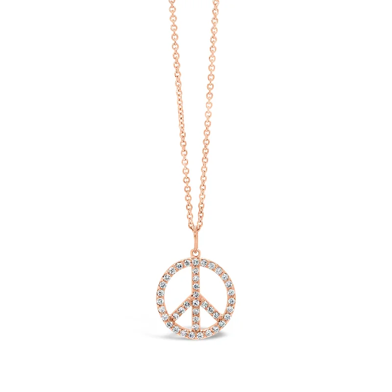 Vintage garnet necklace-Diamond Peace Sign Pendant