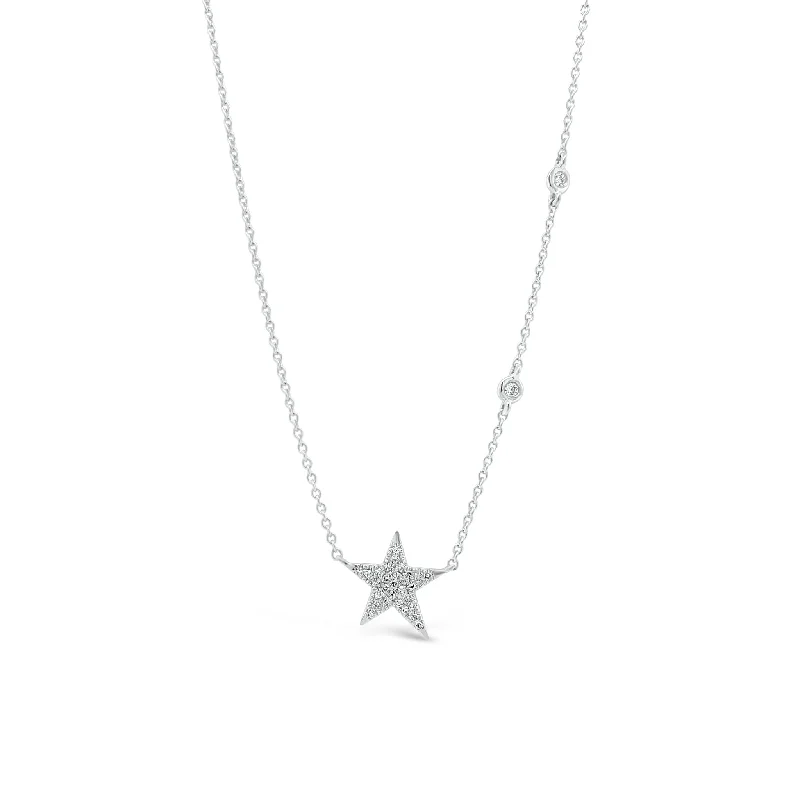 Wing-shaped necklace-Diamond Star Necklace with Diamond Stations