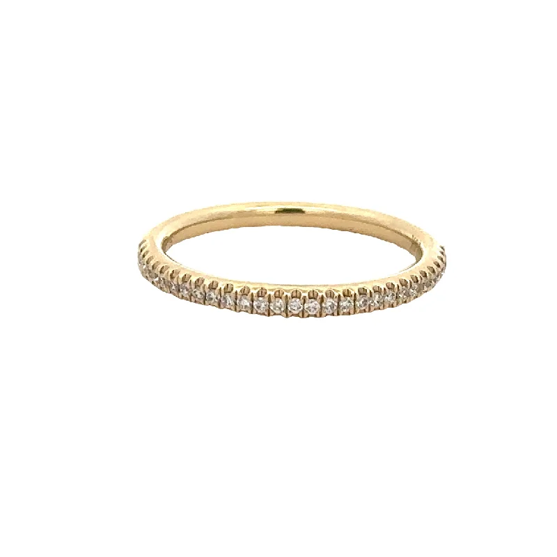 Crescent moon ring-Diamond Wedding Band in Yellow Gold