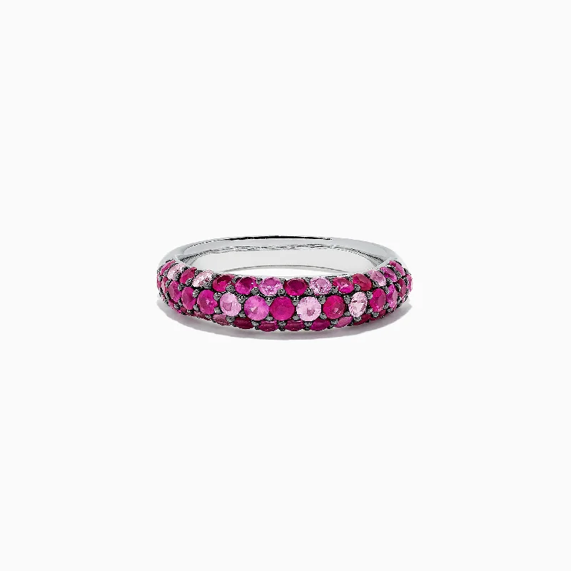 Rustic sapphire ring-925 Sterling Silver Pink Sapphire Splash Ring, 1.88 TCW