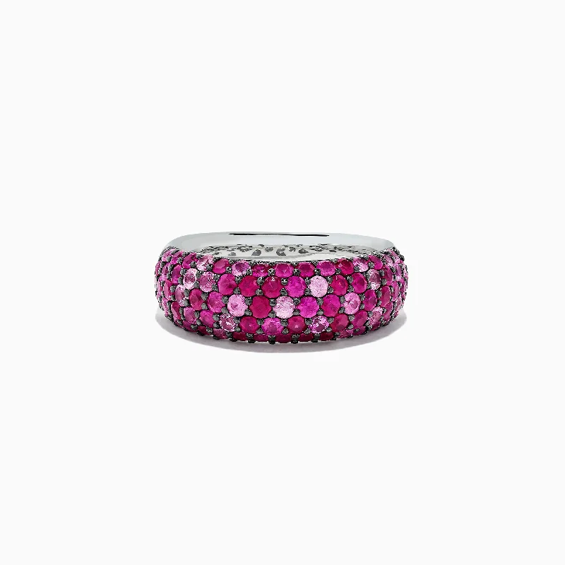 Floating gem ring-925 Sterling Silver Pink Sapphire Splash Ring, 2.43 TCW