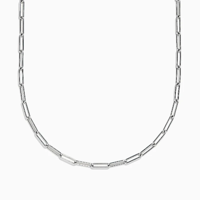 Bold gold necklace-925 Sterling Silver Paperclip Chain Necklace