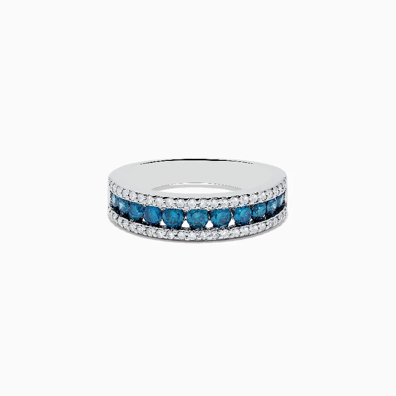 Crescent moon ring-Bella Bleu 14K White Gold Blue & White Diamond Ring, 0.89 TCW