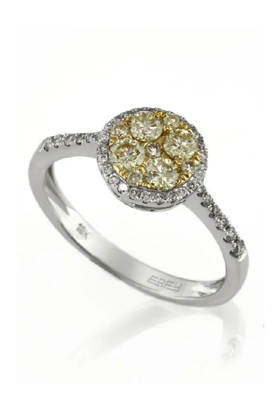 Modern pave ring-Canare 14K Two-Tone Gold Bouquet Yellow Diamond Ring, 0.74 TCW