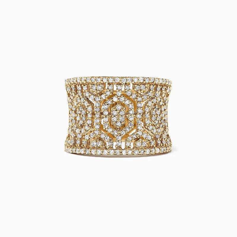 Tiny crystal ring-D'Oro 14K Yellow Gold Diamond Maze Ring, 0.79 TCW