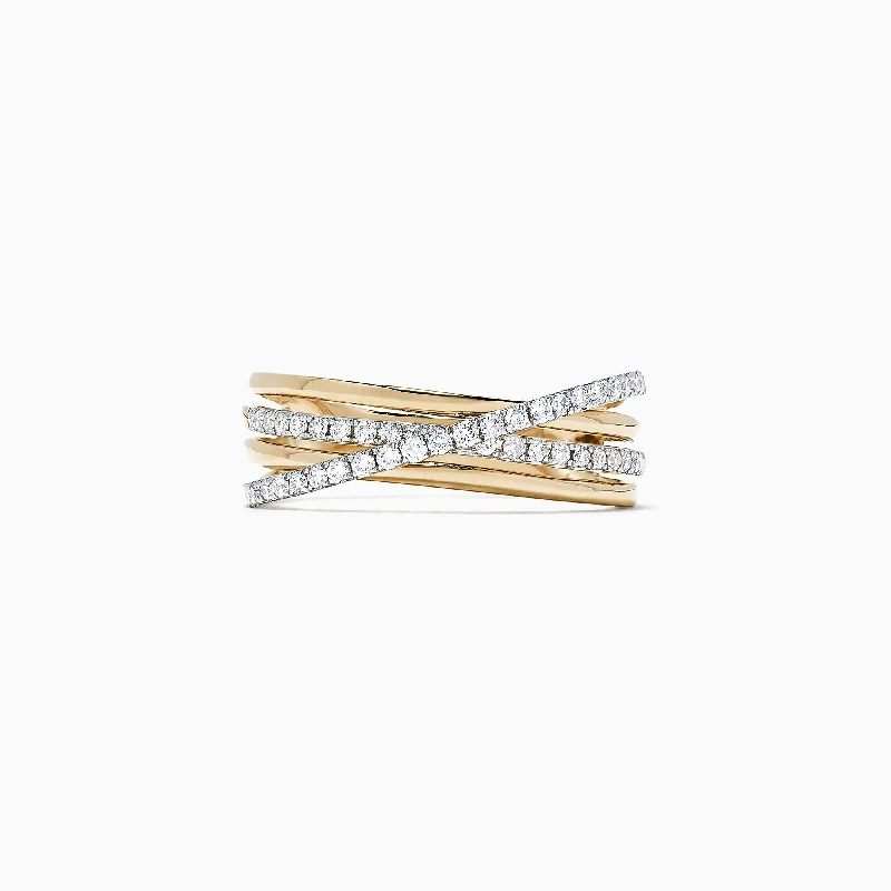 Infinity band ring-D'Oro 14K Yellow Gold Diamond Crossover Band, 0.29 TCW