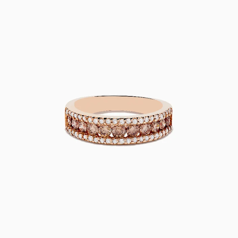 Platinum eternity ring-14K Rose Gold Espresso and White Diamond Ring, .89 TCW