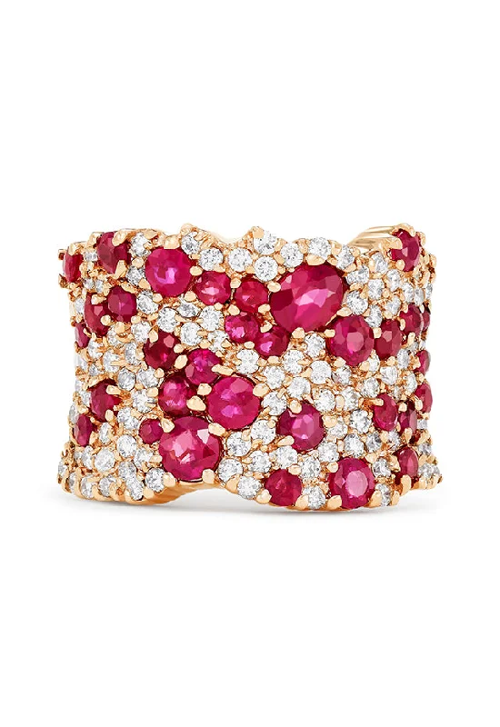 Tension-set ring-Ruby Royale 14K Rose Gold Ruby and Diamond Ring, 3.86 TCW